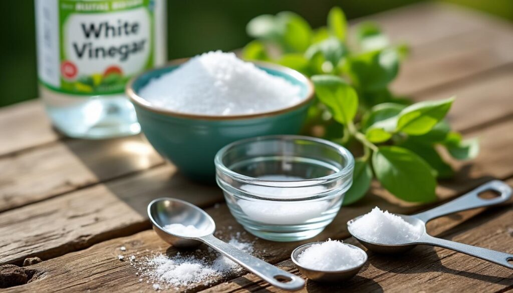 découvrez comment préparer un désherbant naturel efficace avec du vinaigre, du sel et du produit vaisselle. apprenez le dosage idéal pour éliminer les mauvaises herbes de manière écologique et économique.